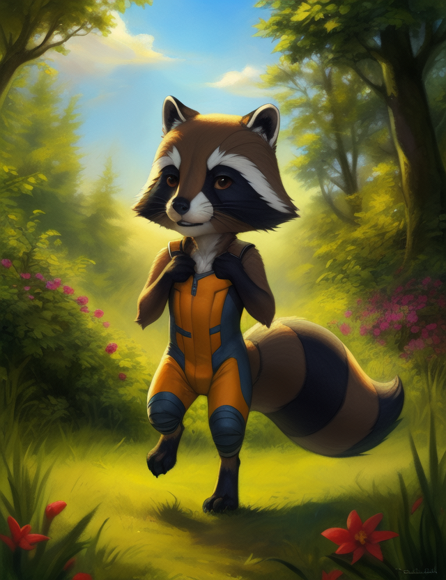 01218-1480798615-_lora_RocketRacGyDoMix_1_ RocketRacGy, Racoon, Orange jumpsuit, Brown eyes,, chibi,_Looks at the viewer, ((walking ))_[ large wi.png